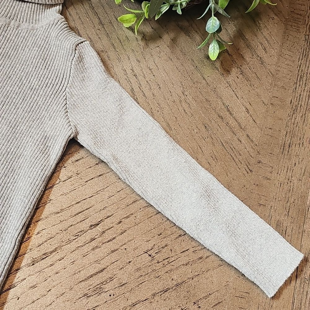 Light Gray Ribbed Turtleneck 3T - Picture 3 of 6